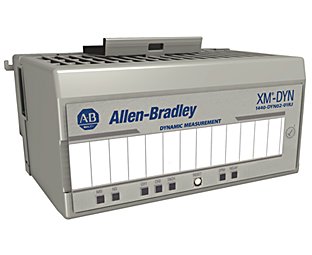 稍微朝向右側(cè)的灰色測(cè)量模塊，左上角帶有藍(lán)色 Allen-Bradley 徽標(biāo)，稍微能看到模塊頂部